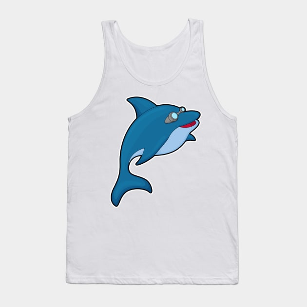 Dolphin at Swimming with Swimming goggles Tank Top by Markus Schnabel